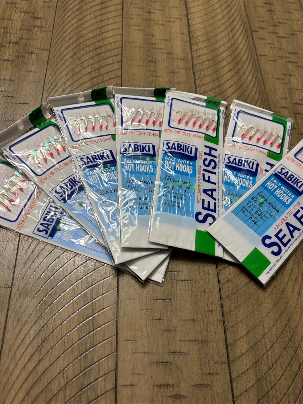 Sea Fish Salt Water Hot Hooks - Pack of Multi-Color Fishing Rigs 7 packs of 6